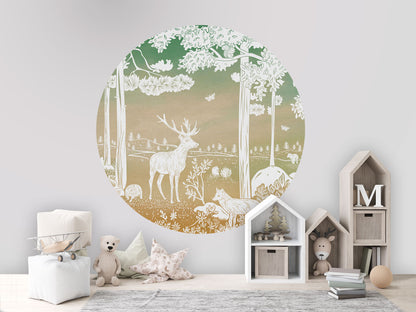 Monochrome Forest - Circle - Green Sky wall circle sticker by Artehub