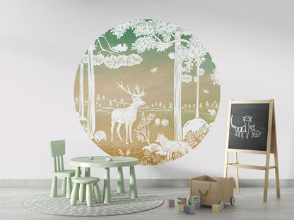 Monochrome Forest - Circle - Green Sky wall circle sticker by Artehub