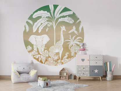 Monochrome Jungle - Circle - Green Sky wall circle sticker by Artehub
