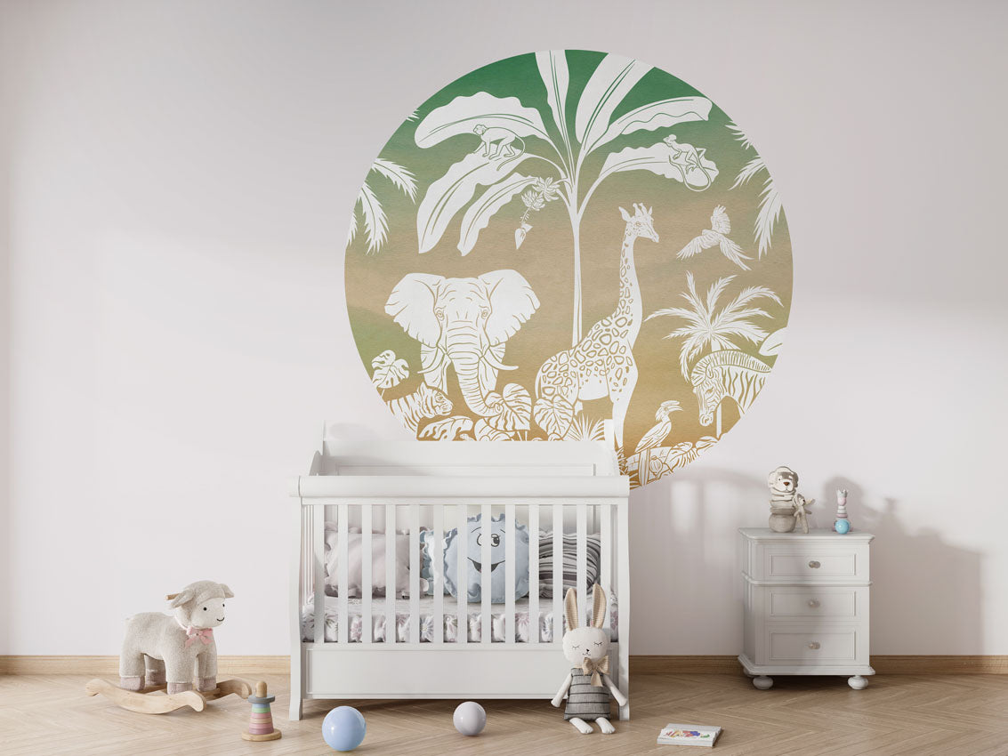 Monochrome Jungle - Circle - Green Sky wall circle sticker by Artehub