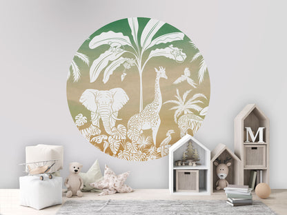 Monochrome Jungle - Circle - Green Sky wall circle sticker by Artehub