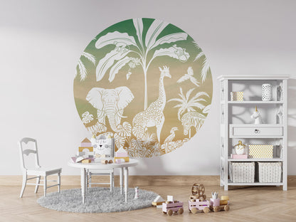 Monochrome Jungle - Circle - Green Sky wall circle sticker by Artehub