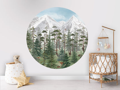 Mountain Forest wall circle sticker by Artehub