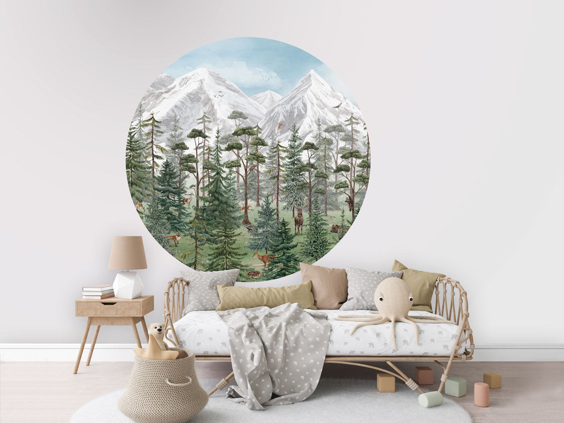 Mountain Forest wall circle sticker by Artehub