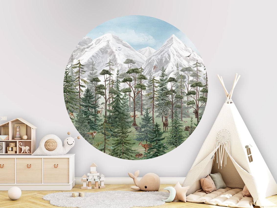 Mountain Forest wall circle sticker by Artehub