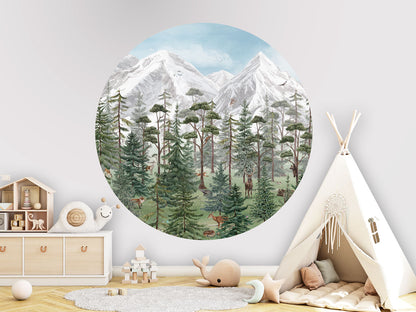 Mountain Forest wall circle sticker by Artehub