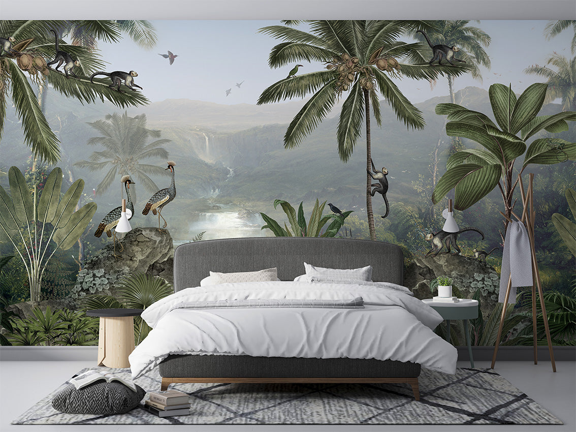 Monkey Sanctuary luxury wallpaper interior room:bedroom — Artehub Egypt