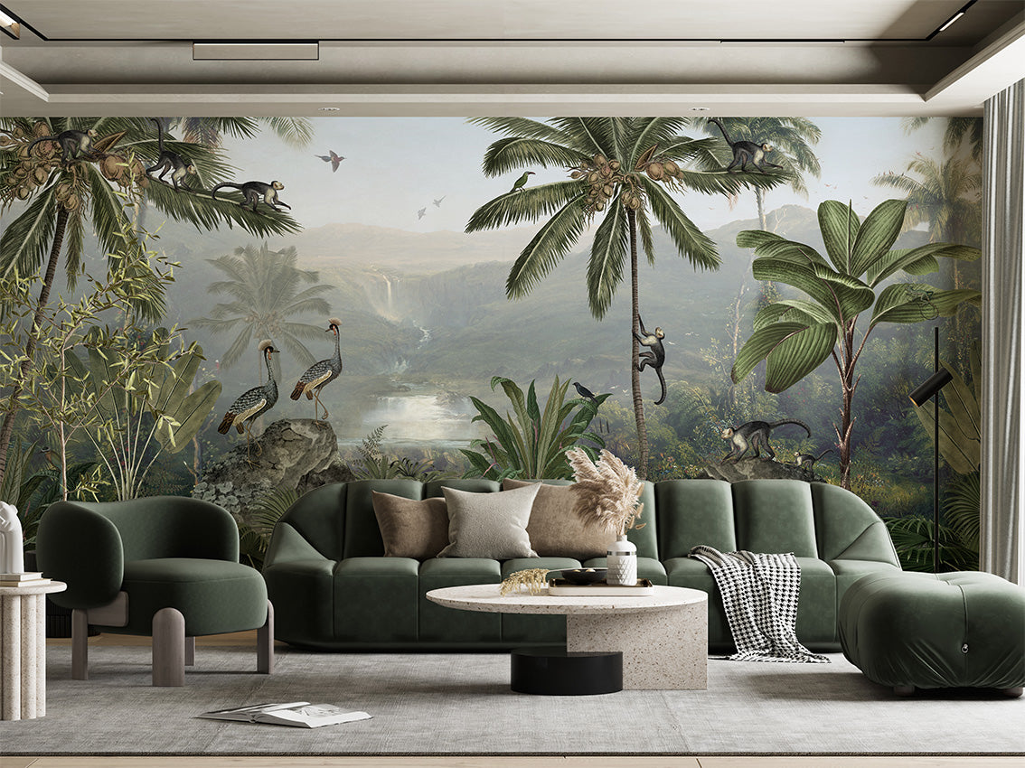 Monkey Sanctuary luxury wallpaper interior room:livingroom — Artehub Egypt