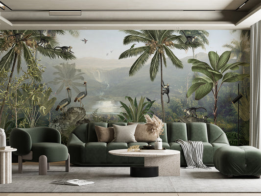 Monkey Sanctuary luxury wallpaper interior room:livingroom — Artehub Egypt