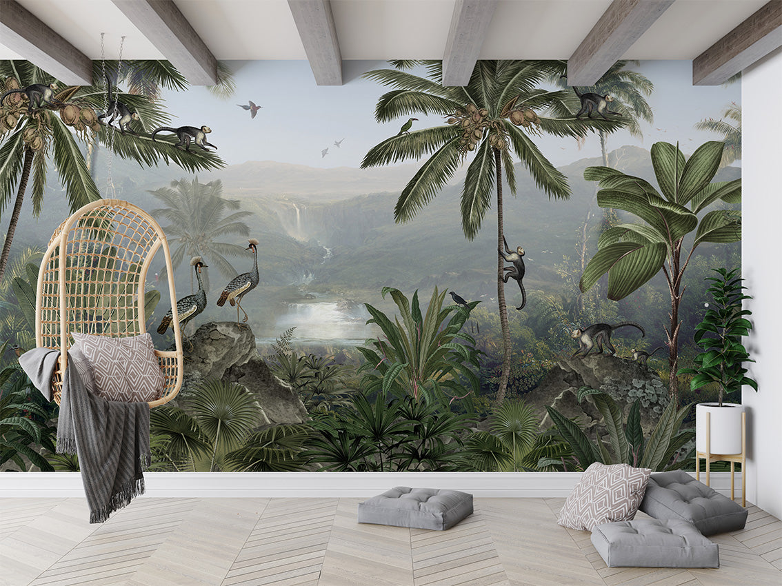 Monkey Sanctuary luxury wallpaper interior room:livingroom — Artehub Egypt