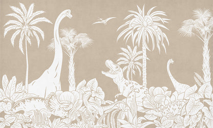 Monochrome Dino - Brown European mural wallpaper design for kids room — Artehub Egypt