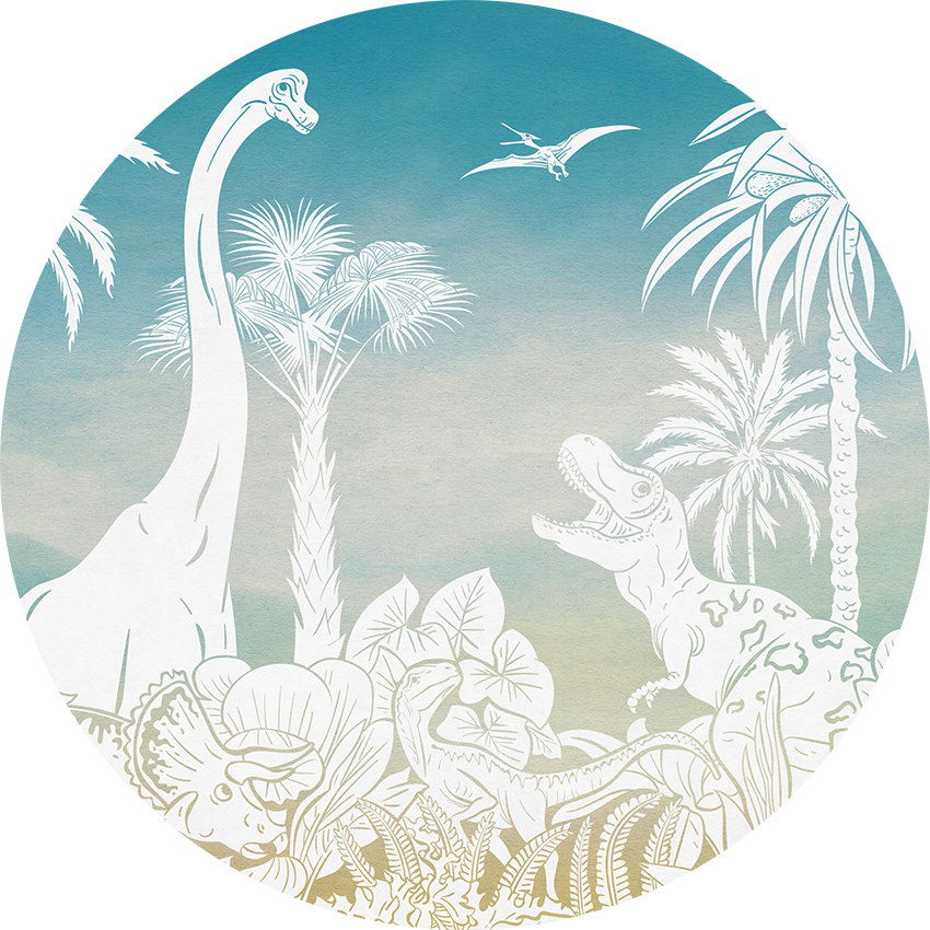 Monochrome Dino - Circle - Blue Sky wall circle sticker by Artehub