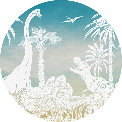 Monochrome Dino - Circle - Blue Sky wall circle sticker by Artehub