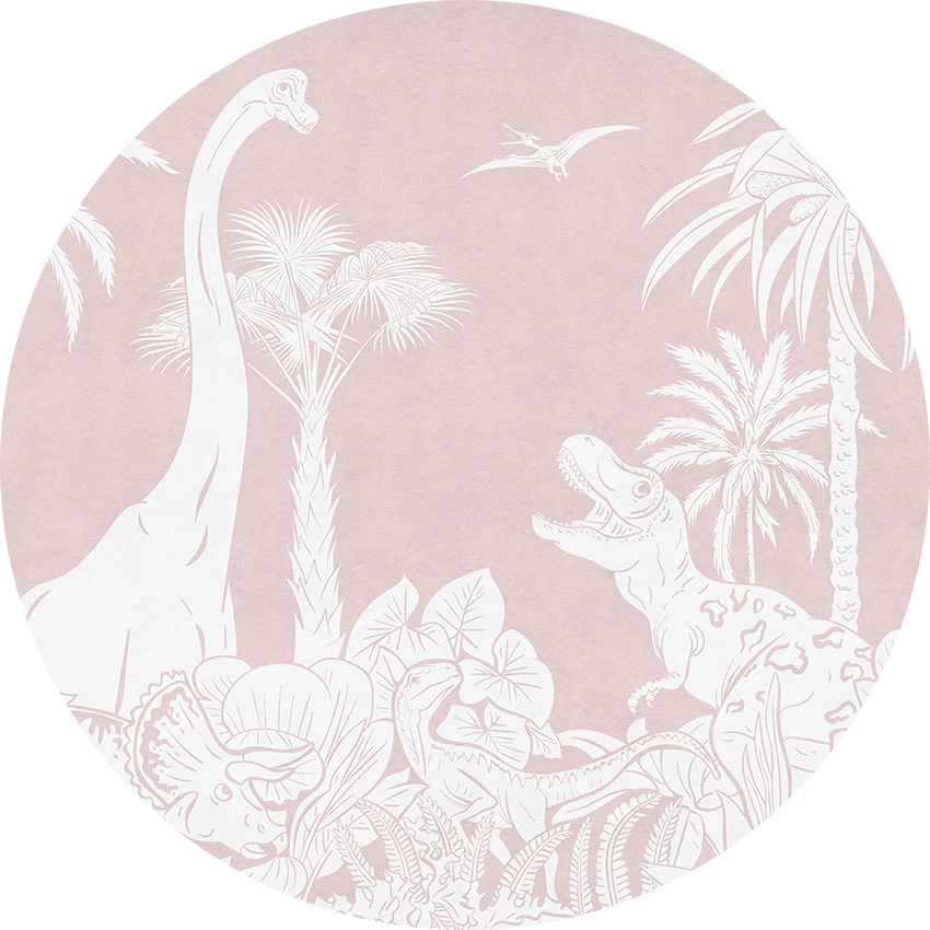 Monochrome Dino - Pink - Circle wall circle sticker by Artehub