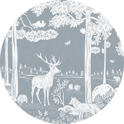Monochrome Forest - Blue - Circle wall circle sticker by Artehub