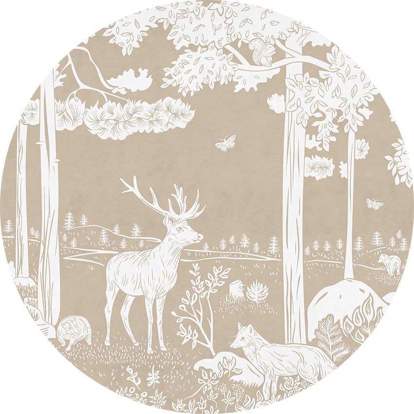 Monochrome Forest - Brown - Circle wall circle sticker by Artehub