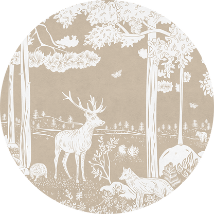 Monochrome Forest - Brown - Circle wall circle sticker by Artehub