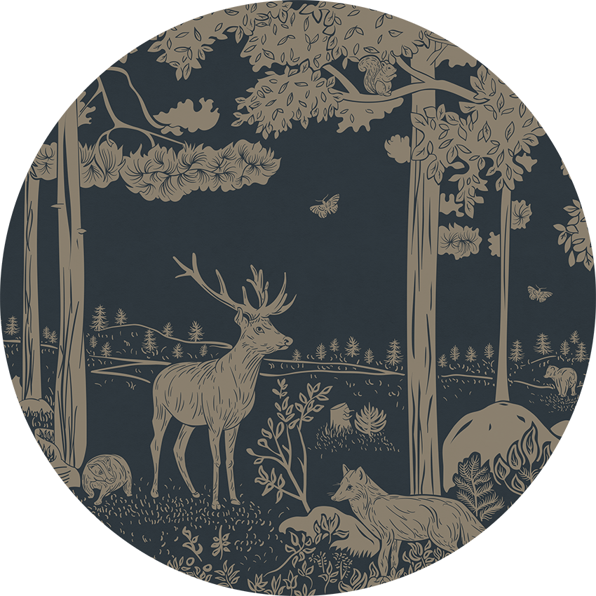 Monochrome Forest - Circle - Blue Vintage wall circle sticker by Artehub