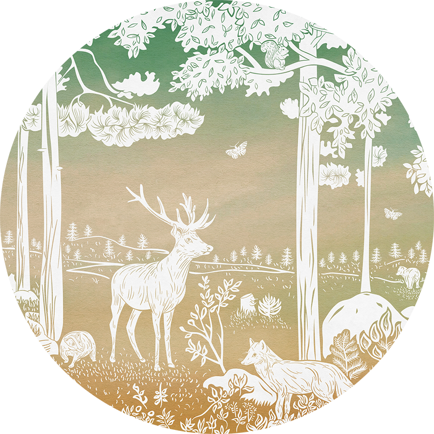 Monochrome Forest - Circle - Green Sky wall circle sticker by Artehub