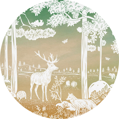 Monochrome Forest - Circle - Green Sky wall circle sticker by Artehub