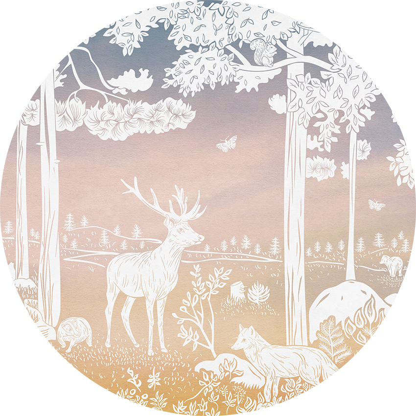 Monochrome Forest - Circle - Pink Sky wall circle sticker by Artehub