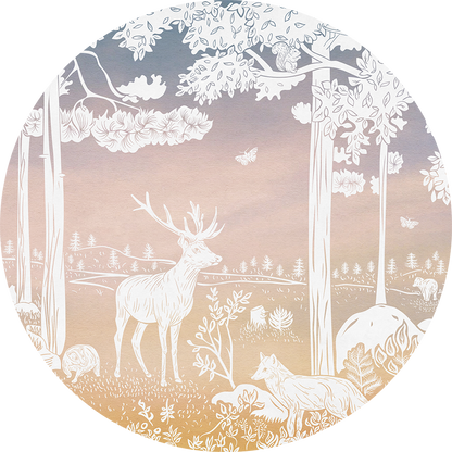 Monochrome Forest - Circle - Pink Sky wall circle sticker by Artehub