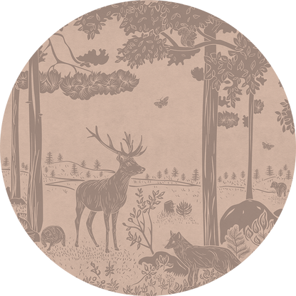 Monochrome Forest - Circle - Pink Vintage wall circle sticker by Artehub