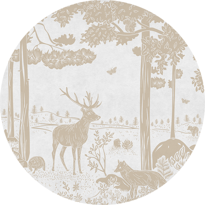 Monochrome Forest - Circle - White Vintage wall circle sticker by Artehub