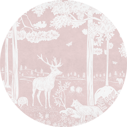 Monochrome Forest - Pink - Circle wall circle sticker by Artehub