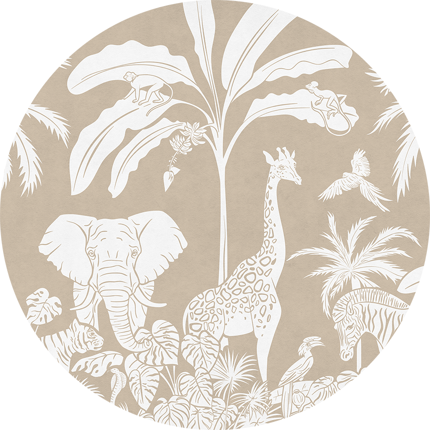 Monochrome Jungle - Brown - Circle wall circle sticker by Artehub
