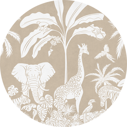 Monochrome Jungle - Brown - Circle wall circle sticker by Artehub