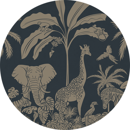 Monochrome Jungle - Circle - Blue Vintage wall circle sticker by Artehub