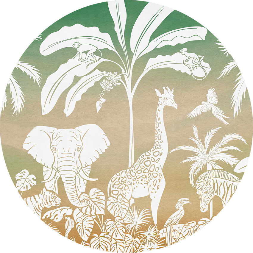 Monochrome Jungle - Circle - Green Sky wall circle sticker by Artehub