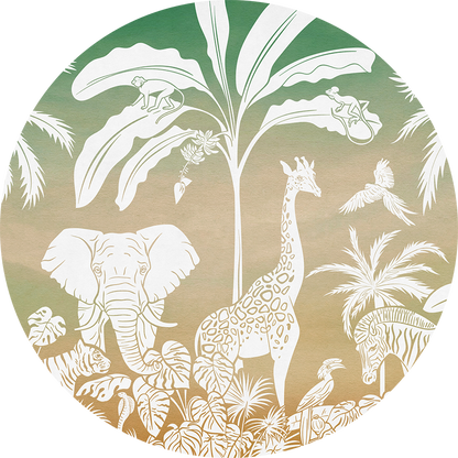 Monochrome Jungle - Circle - Green Sky wall circle sticker by Artehub