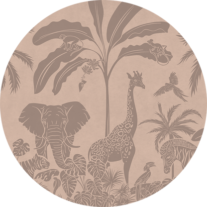 Monochrome Jungle - Circle - Pink Vintage wall circle sticker by Artehub