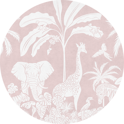 Monochrome Jungle - Pink - Circle wall circle sticker by Artehub