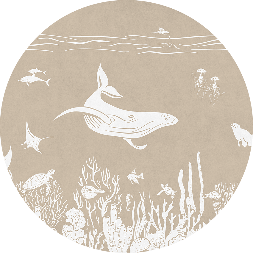 Monochrome Sea - Brown - Circle wall circle sticker by Artehub