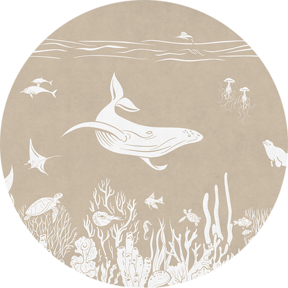 Monochrome Sea - Brown - Circle wall circle sticker by Artehub