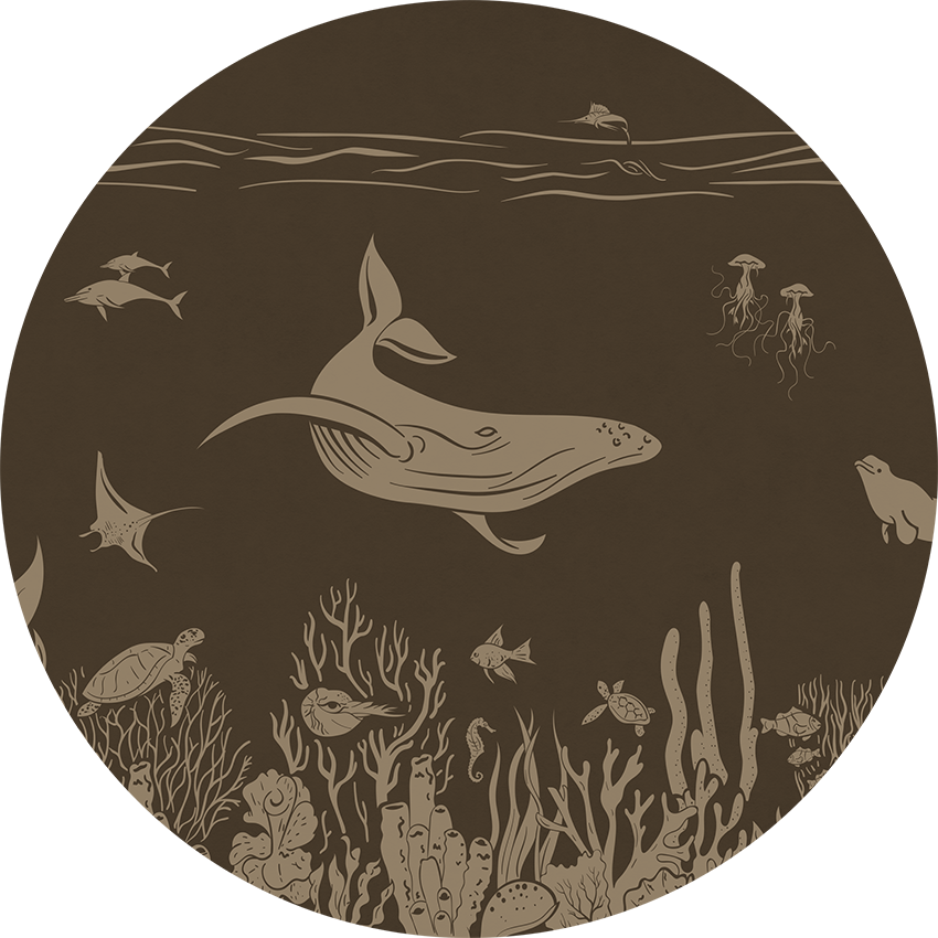 Monochrome Sea - Circle - Brown Vintage wall circle sticker by Artehub