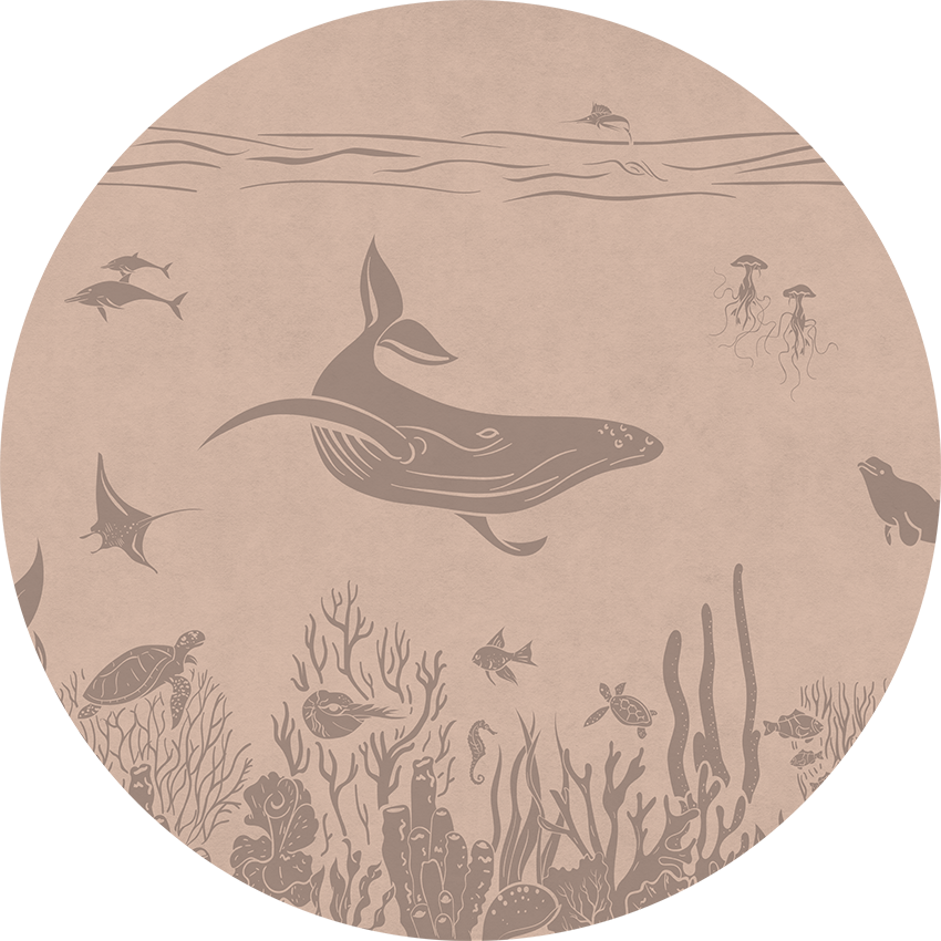 Monochrome Sea - Circle - Pink Vintage wall circle sticker by Artehub