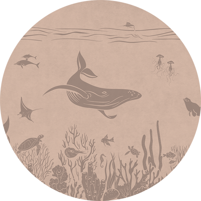 Monochrome Sea - Circle - Pink Vintage wall circle sticker by Artehub