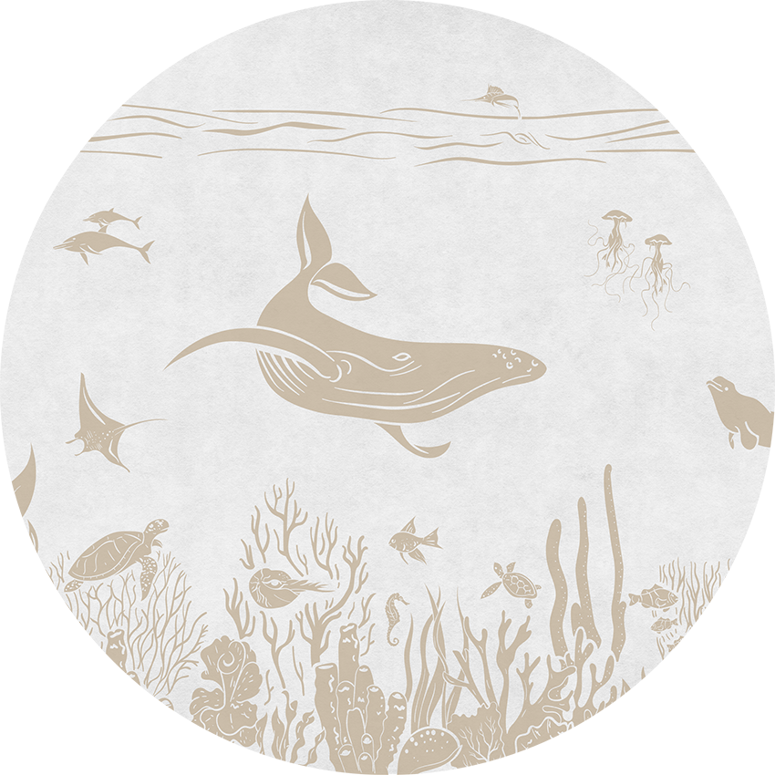Monochrome Sea - Circle - White Vintage wall circle sticker by Artehub