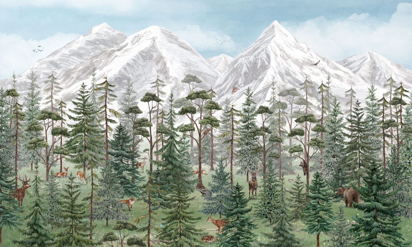Mountain Forest European mural wallpaper design for kids room — Artehub Egypt