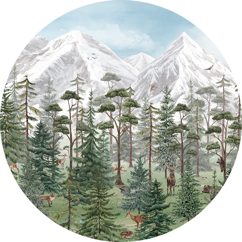 Mountain Forest wall circle sticker by Artehub