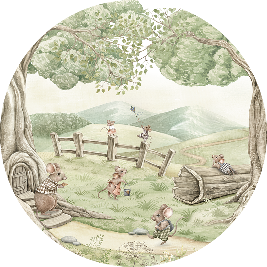 Mouse Family wall circle sticker by Artehub