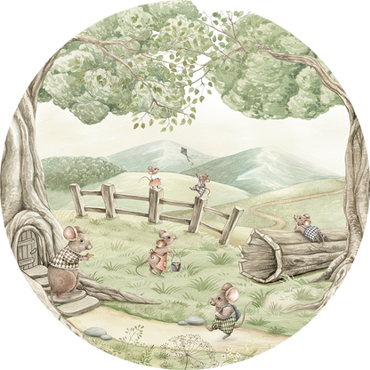 Mouse Family wall circle sticker by Artehub