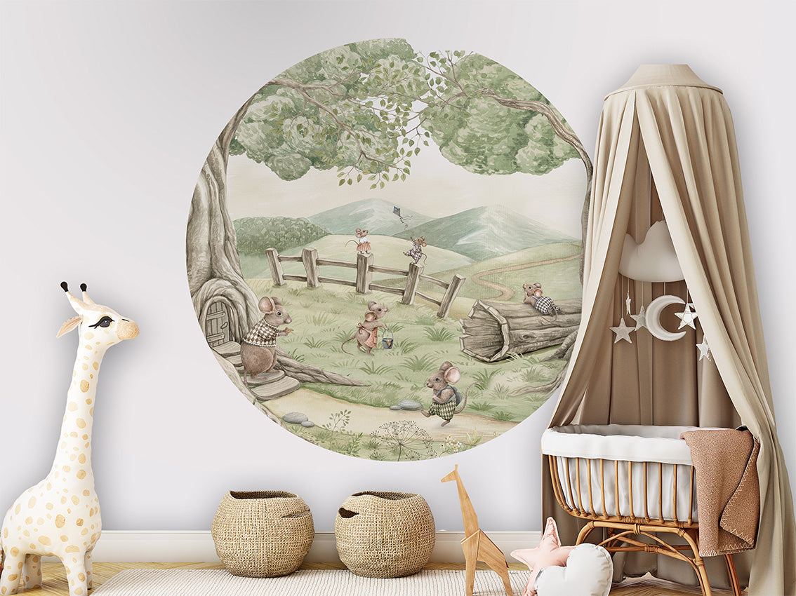 Mouse Family wall circle sticker by Artehub