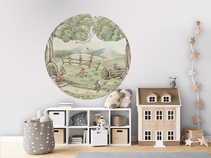 Mouse Family wall circle sticker by Artehub