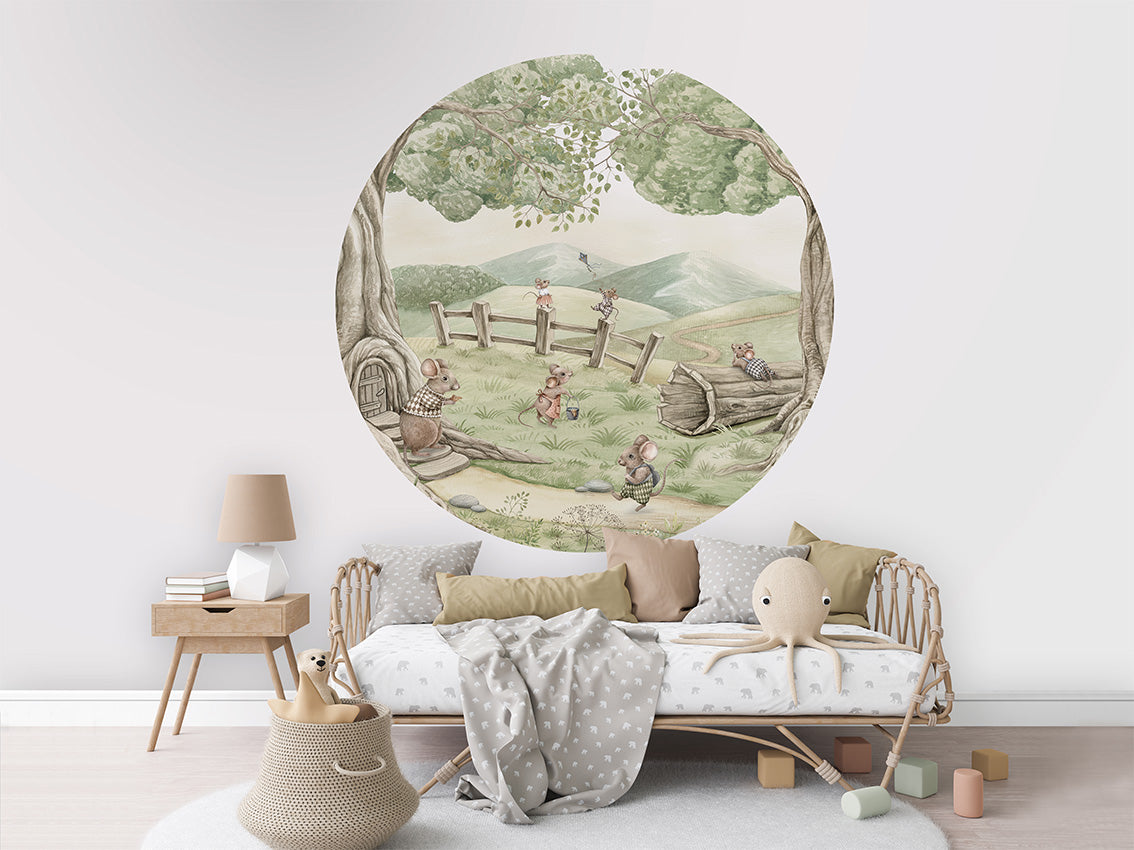 Mouse Family wall circle sticker by Artehub