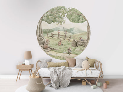Mouse Family wall circle sticker by Artehub